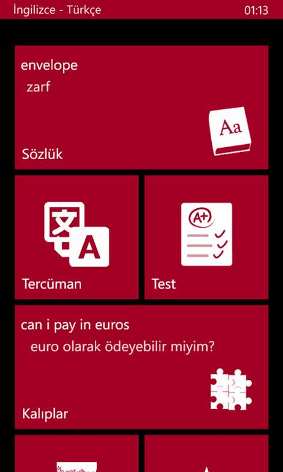 İngilizce-Türkçe Sözlük Windowsphone Uygulaması