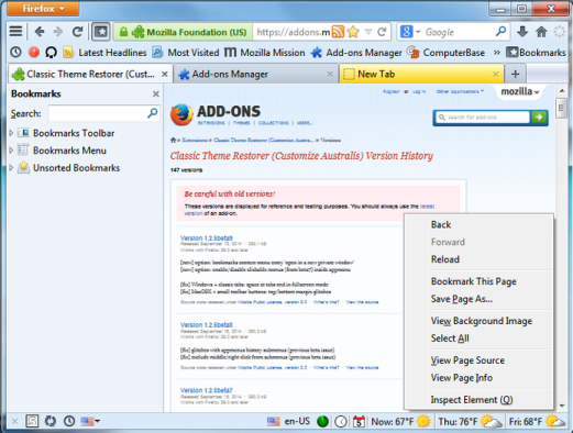 Firefox Classic Theme Restorer Eklentisi